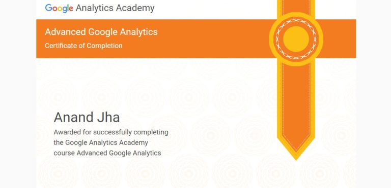 Google analytics  Advanced certification to ANAND | SEOANAND