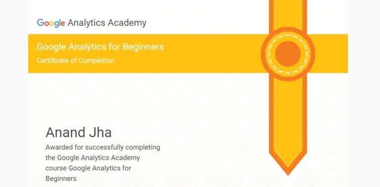 Google analytics certification to ANAND | SEOANAND